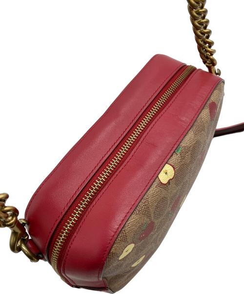 COACH（コーチ）COACH (コーチ) シグネチャー ショルダーバッグ ブラウン×レッドの古着・服飾アイテム