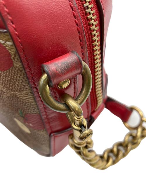 COACH（コーチ）COACH (コーチ) シグネチャー ショルダーバッグ ブラウン×レッドの古着・服飾アイテム