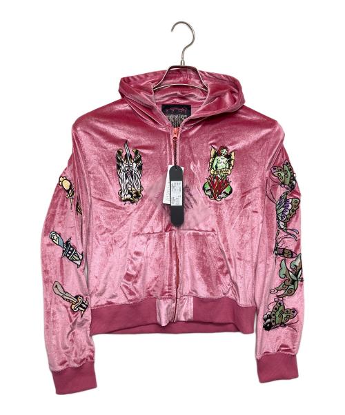 Ed Hardy（エド ハーディー）ED HARDY (エド ハーディー) TRAVS (トラビス) ベロアセットアップ ピンク サイズ:Lの古着・服飾アイテム