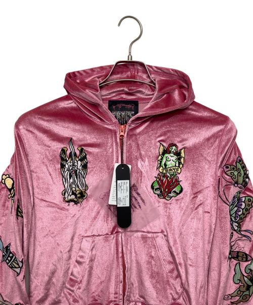 Ed Hardy（エド ハーディー）ED HARDY (エド ハーディー) TRAVS (トラビス) ベロアセットアップ ピンク サイズ:Lの古着・服飾アイテム