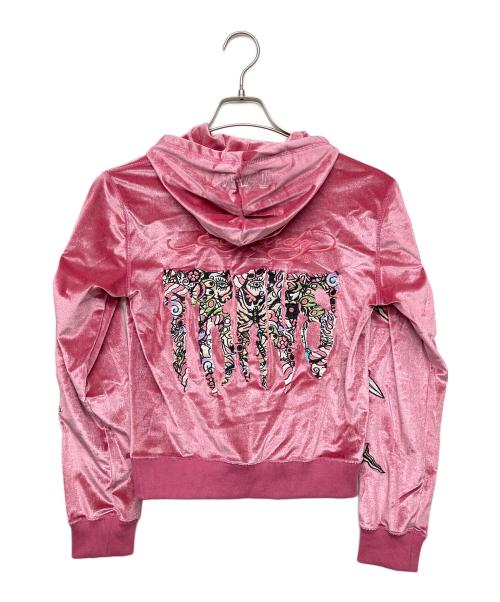 Ed Hardy（エド ハーディー）ED HARDY (エド ハーディー) TRAVS (トラビス) ベロアセットアップ ピンク サイズ:Lの古着・服飾アイテム
