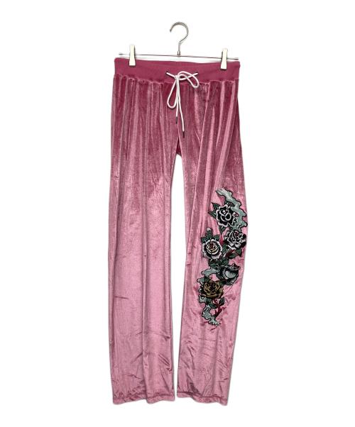 Ed Hardy（エド ハーディー）ED HARDY (エド ハーディー) TRAVS (トラビス) ベロアセットアップ ピンク サイズ:Lの古着・服飾アイテム