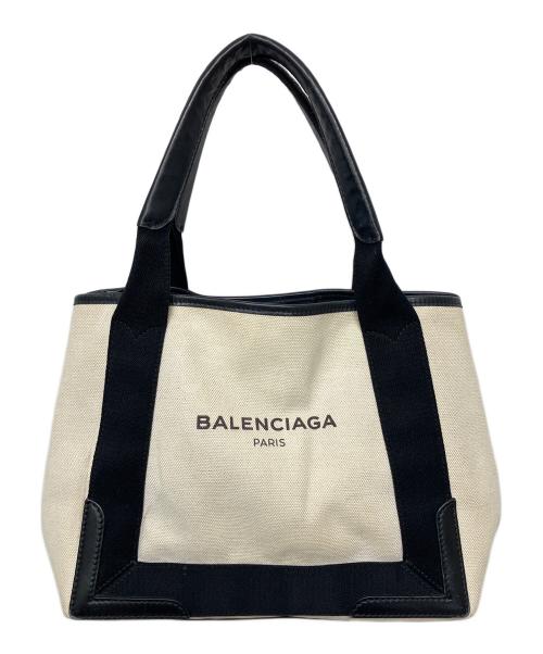 BALENCIAGA（バレンシアガ）BALENCIAGA (バレンシアガ) ネイビーカバスS トートバッグ ベージュ×ブラックの古着・服飾アイテム