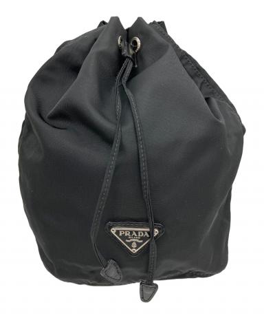美品！ PRADA プラダ 巾着 ポーチ 中古・古着通販】PRADA (プラダ) 巾着ポーチ ブラック｜ブランド・古着