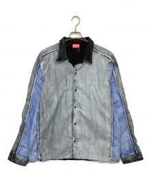 DIESEL（ディーゼル）の古着「A14419-S-CREED-BLOCK　長袖シャツ」｜グレー×ブルー