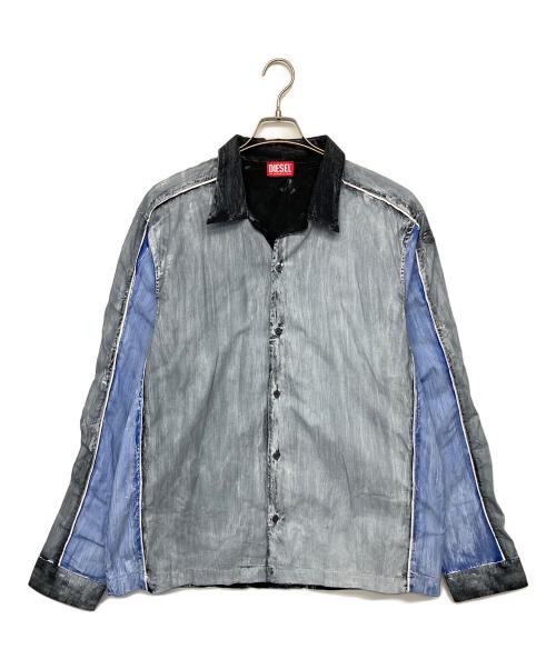 DIESEL（ディーゼル）DIESEL (ディーゼル) A14419-S-CREED-BLOCK　長袖シャツ グレー×ブルー サイズ:54の古着・服飾アイテム