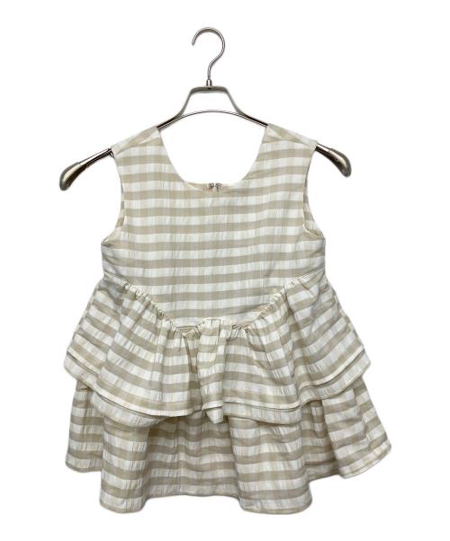 anuans（アニュアンス）anuans (アニュアンス) プレイドダブルフリルブラウス ベージュ サイズ:Freeの古着・服飾アイテム