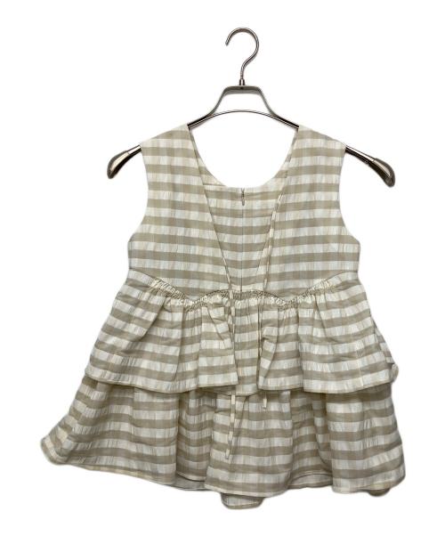 anuans（アニュアンス）anuans (アニュアンス) プレイドダブルフリルブラウス ベージュ サイズ:Freeの古着・服飾アイテム