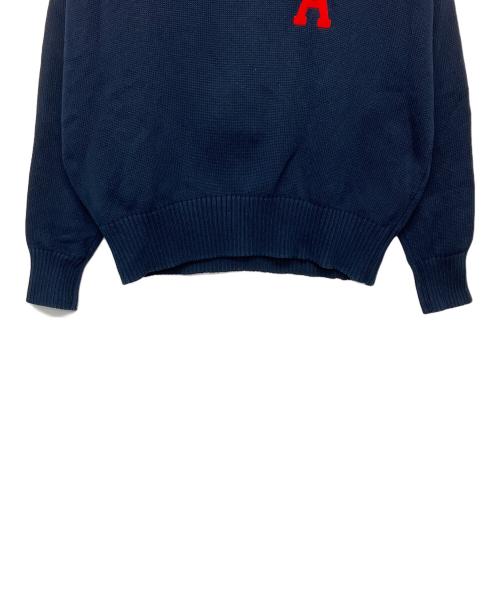 AMI PARIS（アミ パリス）AMI PARIS (アミ パリス) 厚手ニット ネイビー×レッド サイズ:Mの古着・服飾アイテム