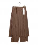 ADOREアドーア）の古着「プリーツレイヤードボトム」｜ブラウン