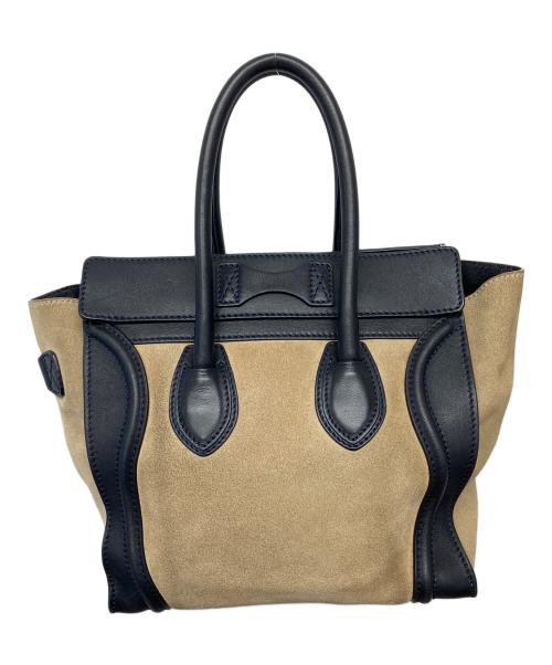 CELINE（セリーヌ）CELINE (セリーヌ) ラゲージマイクロショッパーハンドバッグ ベージュ×ブラックの古着・服飾アイテム