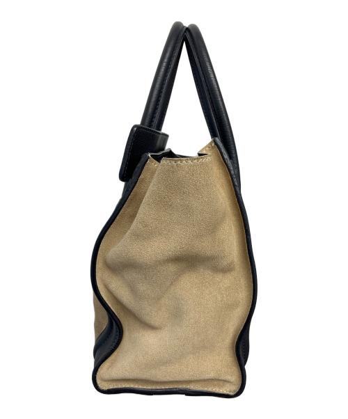 CELINE（セリーヌ）CELINE (セリーヌ) ラゲージマイクロショッパーハンドバッグ ベージュ×ブラックの古着・服飾アイテム