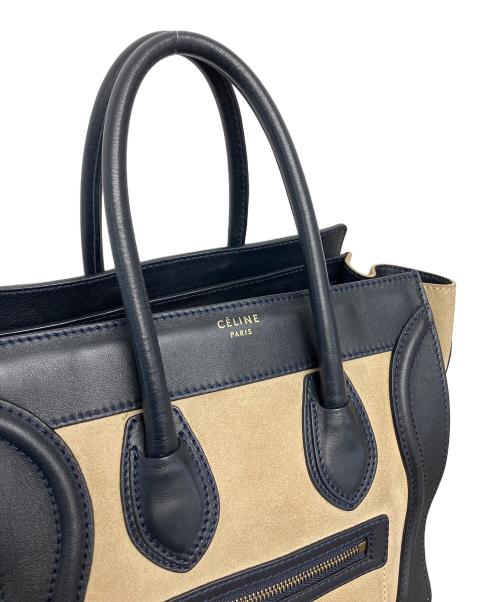 CELINE（セリーヌ）CELINE (セリーヌ) ラゲージマイクロショッパーハンドバッグ ベージュ×ブラックの古着・服飾アイテム