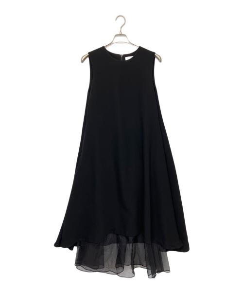 ENFOLD（エンフォルド）ENFOLD (エンフォルド) バックサテンジョーゼットアシンメフレアドレス ブラック サイズ:38の古着・服飾アイテム