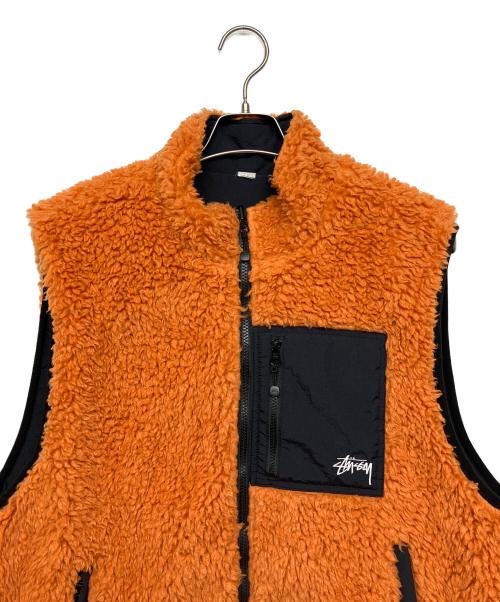 stussy（ステューシー）stussy (ステューシー) リバーシブルベスト ブラック×オレンジ サイズ:XLの古着・服飾アイテム