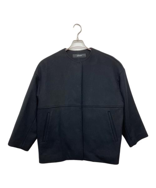 JOURNAL STANDARD（ジャーナルスタンダード）JOURNAL STANDARD (ジャーナルスタンダード) スーパー140ビーバーノーカラーショートコート ブラック サイズ:38の古着・服飾アイテム