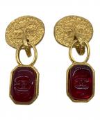 CHANELシャネル）の古着「カラーストーンイヤリング」｜レッド×ゴールドカラー