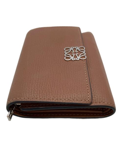 LOEWE（ロエベ）LOEWE (ロエベ) トライフォールドウォレット ペブルグレイン 2つ折り財布 ブラウンの古着・服飾アイテム