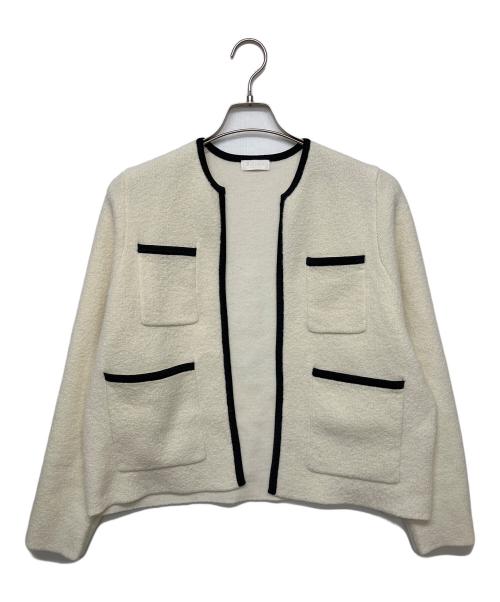 BALLSEY（ボールジィ）BALLSEY (ボールジィ) ウールナイロンブークレー フロントオープンカーディガン アイボリー サイズ:Sの古着・服飾アイテム