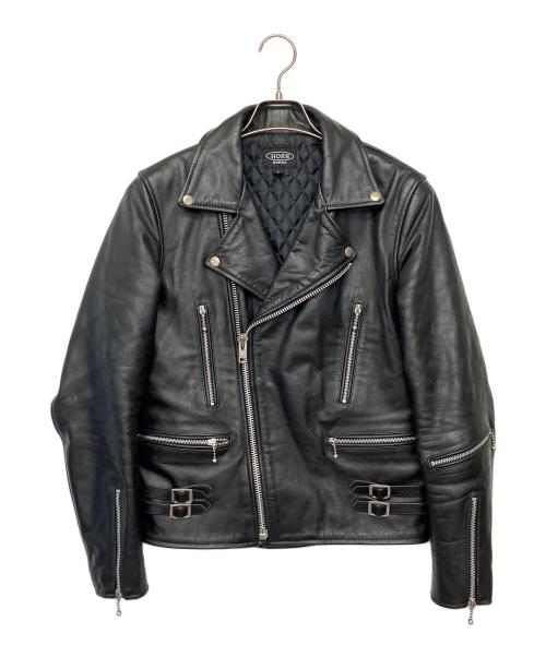 HORN WORKS（ホーンワークス）HORN WORKS (ホーンワークス) ダブルライダースジャケット ブラック サイズ:Lの古着・服飾アイテム