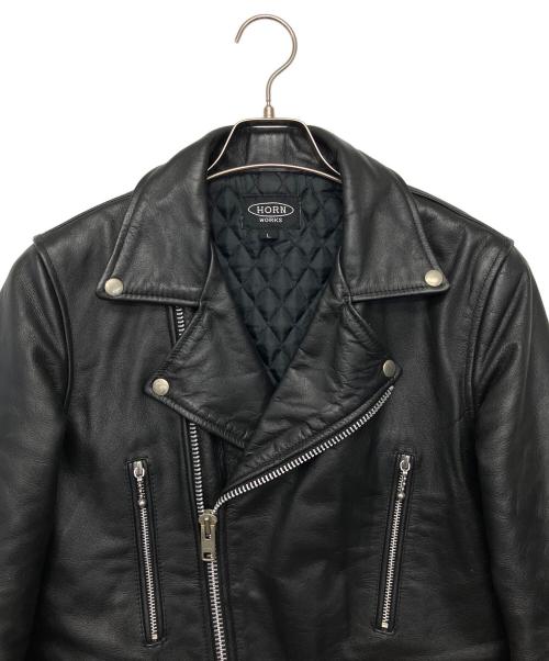 HORN WORKS（ホーンワークス）HORN WORKS (ホーンワークス) ダブルライダースジャケット ブラック サイズ:Lの古着・服飾アイテム