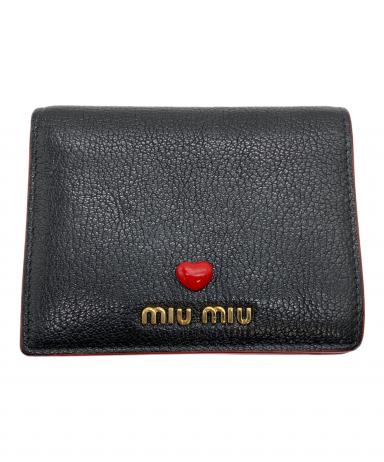 miumiu ミュウミュウ マドラスラブ 二つ折り財布 ハート ブラック 中古・古着通販】MIU MIU (ミュウミュウ) マドラス ラブハート 2つ折り