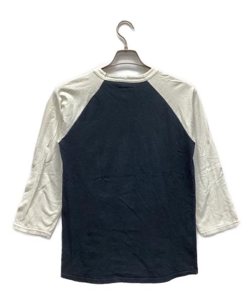 Champion（チャンピオン）Champion (チャンピオン) stussy (ステューシー) 長袖カットソー ブラック×ホワイト サイズ:Sの古着・服飾アイテム