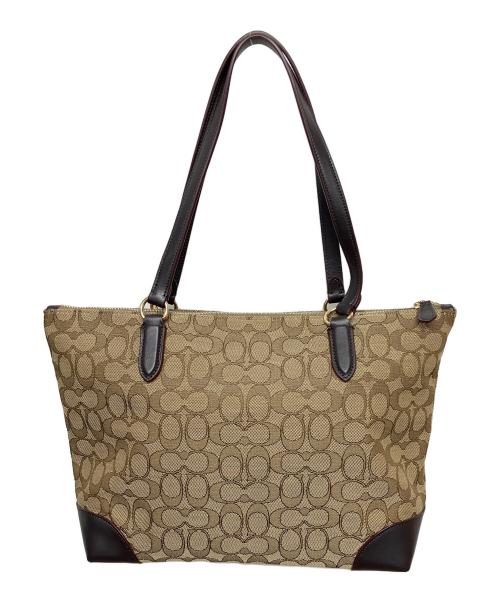 COACH（コーチ）COACH (コーチ) エンボスシグネチャー　ハンドバッグ ブラウンの古着・服飾アイテム