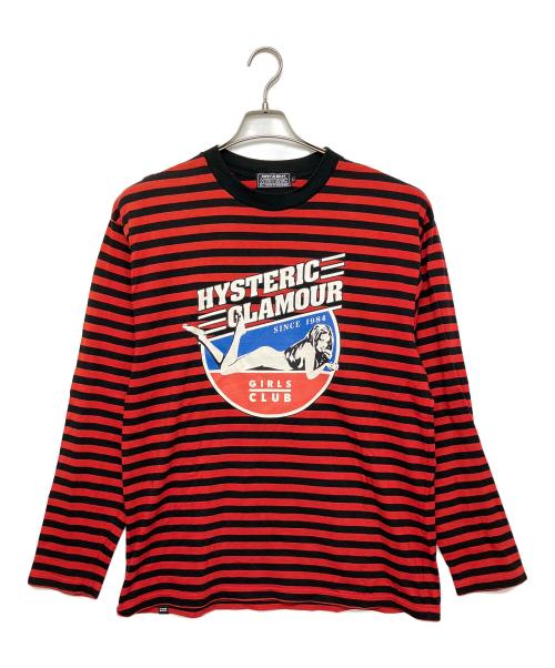 Hysteric Glamour（ヒステリックグラマー）Hysteric Glamour (ヒステリックグラマー) ボーダーカットソー レッド×ブラック サイズ:Lの古着・服飾アイテム