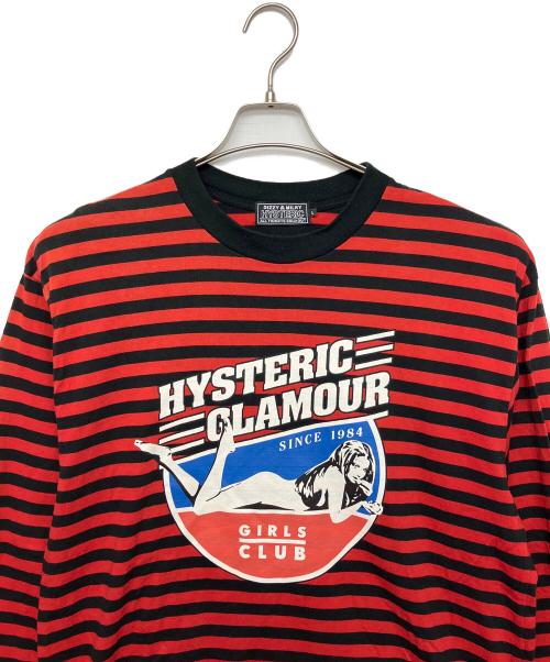 Hysteric Glamour（ヒステリックグラマー）Hysteric Glamour (ヒステリックグラマー) ボーダーカットソー レッド×ブラック サイズ:Lの古着・服飾アイテム
