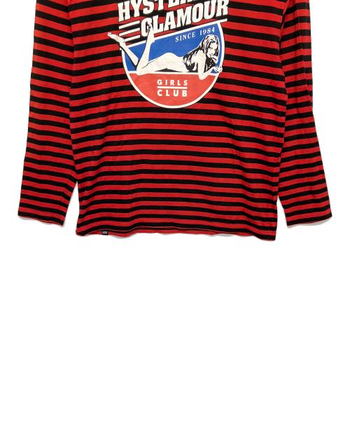 Hysteric Glamour（ヒステリックグラマー）Hysteric Glamour (ヒステリックグラマー) ボーダーカットソー レッド×ブラック サイズ:Lの古着・服飾アイテム