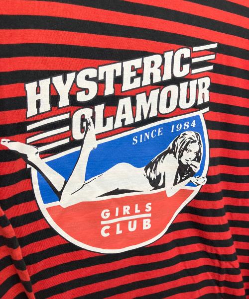 Hysteric Glamour（ヒステリックグラマー）Hysteric Glamour (ヒステリックグラマー) ボーダーカットソー レッド×ブラック サイズ:Lの古着・服飾アイテム