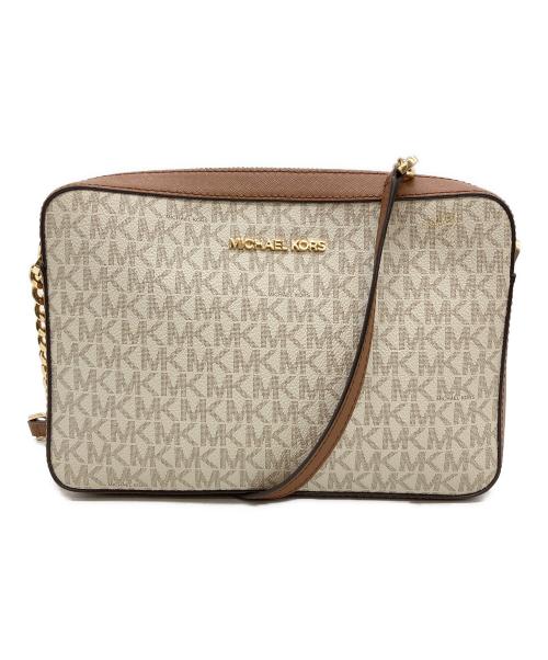 MICHAEL KORS（マイケル・コース）MICHAEL KORS (マイケル・コース) ショルダーバッグ ホワイト×ブラウンの古着・服飾アイテム