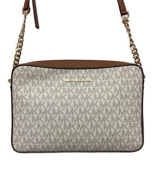 MICHAEL KORS（マイケル・コース）MICHAEL KORS (マイケル・コース) ショルダーバッグ ホワイト×ブラウンの古着・服飾アイテム