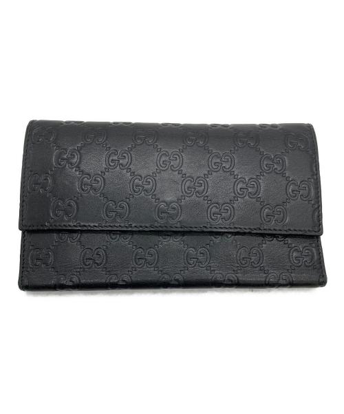GUCCI（グッチ）GUCCI (グッチ) グッチシマ　3つ折り財布 ブラックの古着・服飾アイテム
