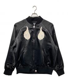 A BATHING APE（アベイシングエイプ）の古着「SKELETON LOGO SOUVENIR JACKET」｜ブラック