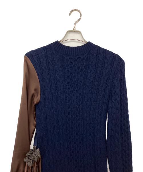 sacai（サカイ）sacai (サカイ) 長袖ワンピース ネイビー×ブラウン サイズ:1の古着・服飾アイテム