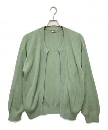 AURALEE（オーラリー）の古着「SUPER HARD TWIST RIB KNIT CARDIGAN　薄手カーディガン」｜グリーン