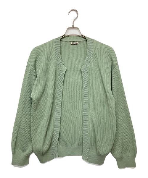 AURALEE（オーラリー）AURALEE (オーラリー) SUPER HARD TWIST RIB KNIT CARDIGAN　薄手カーディガン グリーン サイズ:３の古着・服飾アイテム