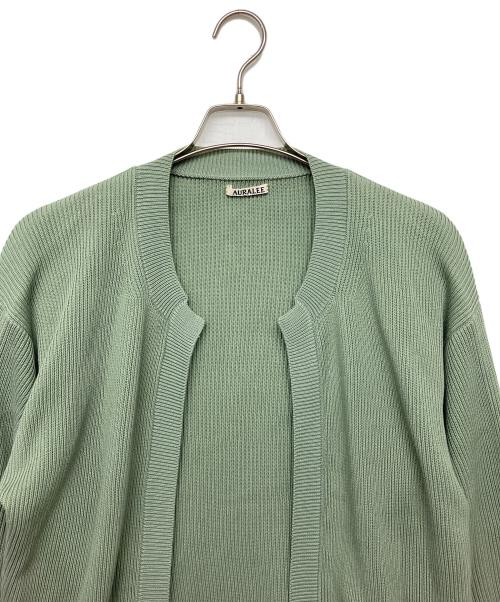 AURALEE（オーラリー）AURALEE (オーラリー) SUPER HARD TWIST RIB KNIT CARDIGAN　薄手カーディガン グリーン サイズ:３の古着・服飾アイテム