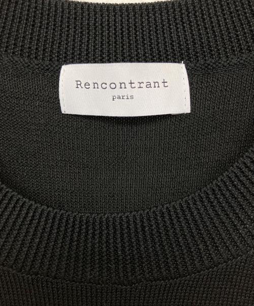 rencontrant（レンコントラント）rencontrant (レンコントラント) ハイゲージシルククルーネックニット ブラック サイズ:Sの古着・服飾アイテム