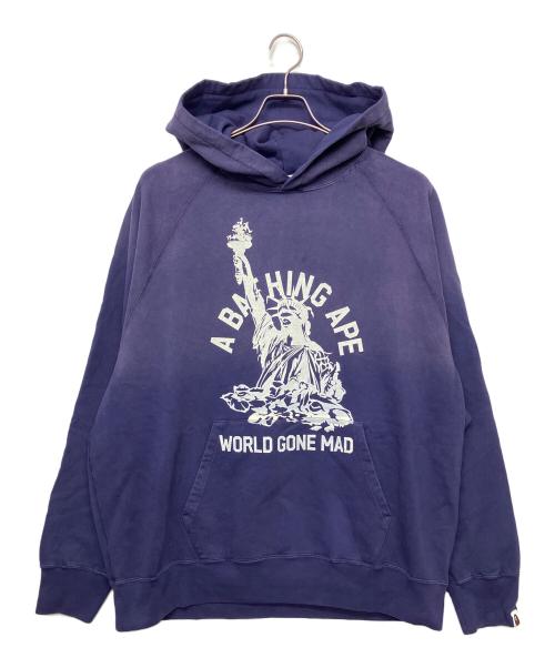A BATHING APE（アベイシングエイプ）A BATHING APE (アベイシングエイプ) DESTROY WASHED RELAXED FIT PULLOVER HOODIE パープル サイズ:２XLの古着・服飾アイテム