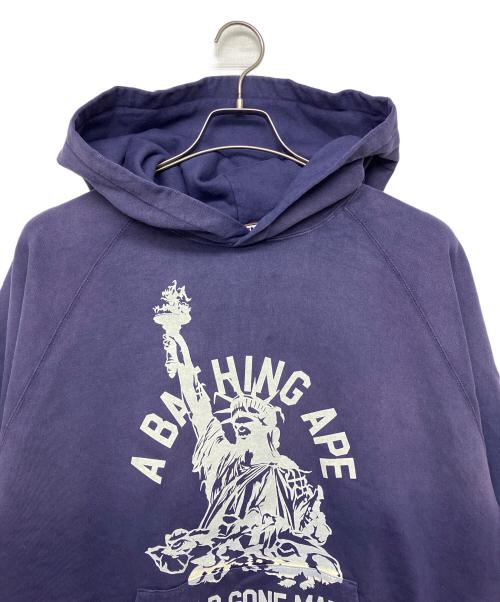 A BATHING APE（アベイシングエイプ）A BATHING APE (アベイシングエイプ) DESTROY WASHED RELAXED FIT PULLOVER HOODIE パープル サイズ:２XLの古着・服飾アイテム