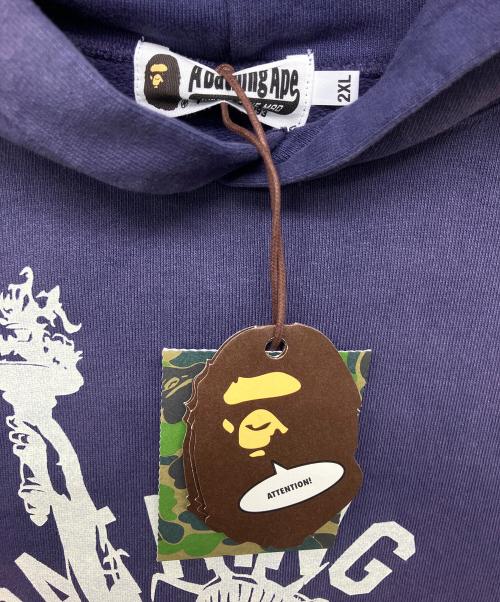 A BATHING APE（アベイシングエイプ）A BATHING APE (アベイシングエイプ) DESTROY WASHED RELAXED FIT PULLOVER HOODIE パープル サイズ:２XLの古着・服飾アイテム