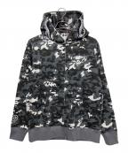 A BATHING APEアベイシングエイプ）の古着「MULTI PIXEL CAMO SHARK REGULAR FIT FULL ZIP HOODIE」｜ブラック