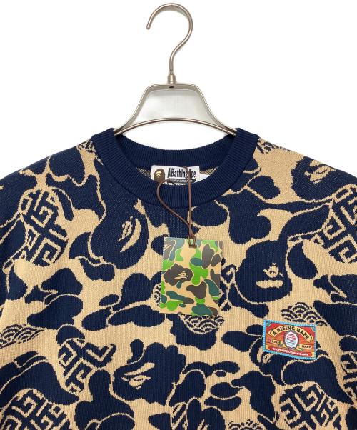A BATHING APE（アベイシングエイプ）A BATHING APE (アベイシングエイプ) ニット ネイビー サイズ:L　 未使用品の古着・服飾アイテム