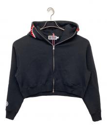 A BATHING APE（アベイシングエイプ）の古着「SHARK CROPPED FULL ZIP HOODIE」｜ブラック