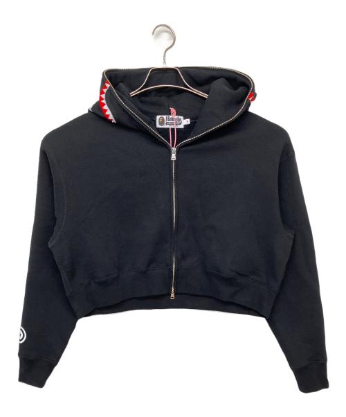 A BATHING APE（アベイシングエイプ）A BATHING APE (アベイシングエイプ) SHARK CROPPED FULL ZIP HOODIE ブラック サイズ:M 未使用品の古着・服飾アイテム
