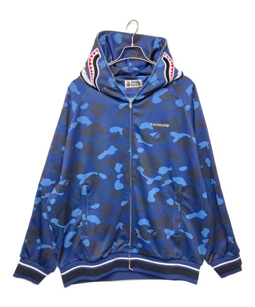 A BATHING APE（アベイシングエイプ）A BATHING APE (アベイシングエイプ) COLOR CAMO SHARK RELAXED FIT HOODIE TRACK JACKET ネイビー サイズ:2XLの古着・服飾アイテム