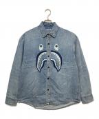 A BATHING APEアベイシングエイプ）の古着「SHARK LIGHT DENIM L/S SHIRT」｜インディゴ
